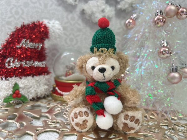 画像1: クリスマス、ストラップダッフィー(マフラー&ニット帽) (1)